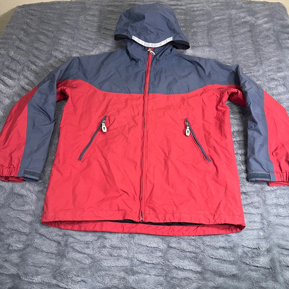 Nike Kids‎ Hooded Windbreaker Jacket Red Navy Blue Colorblock Full Zip AN708